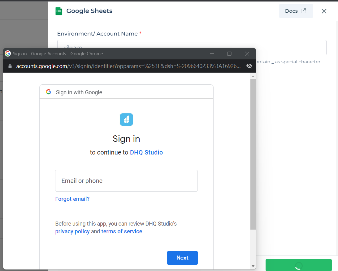 Sign-in to your Google account