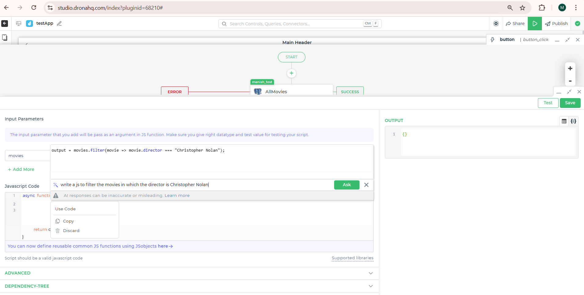 AI Assistant for query generation