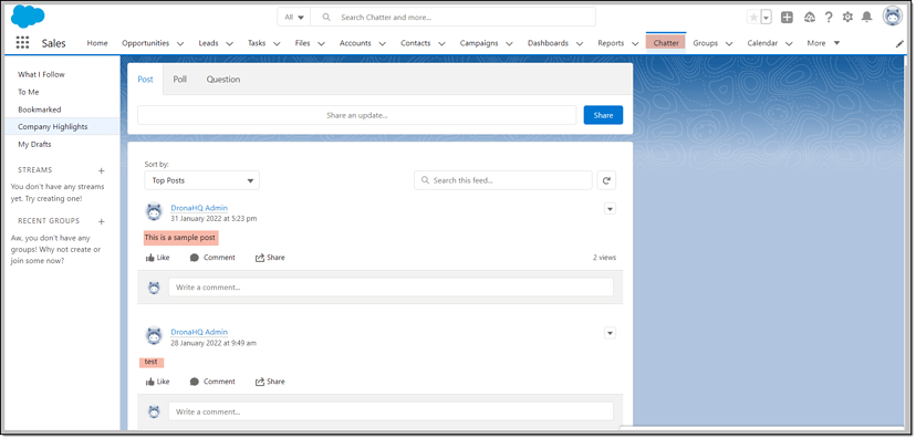 Using Chatter Post query of Salesforce API connector