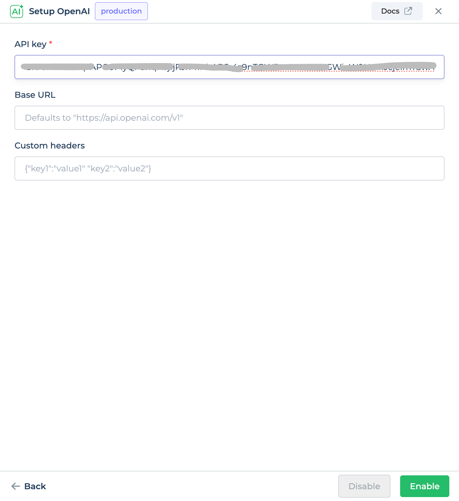 DronaHQ AI with configuration details.