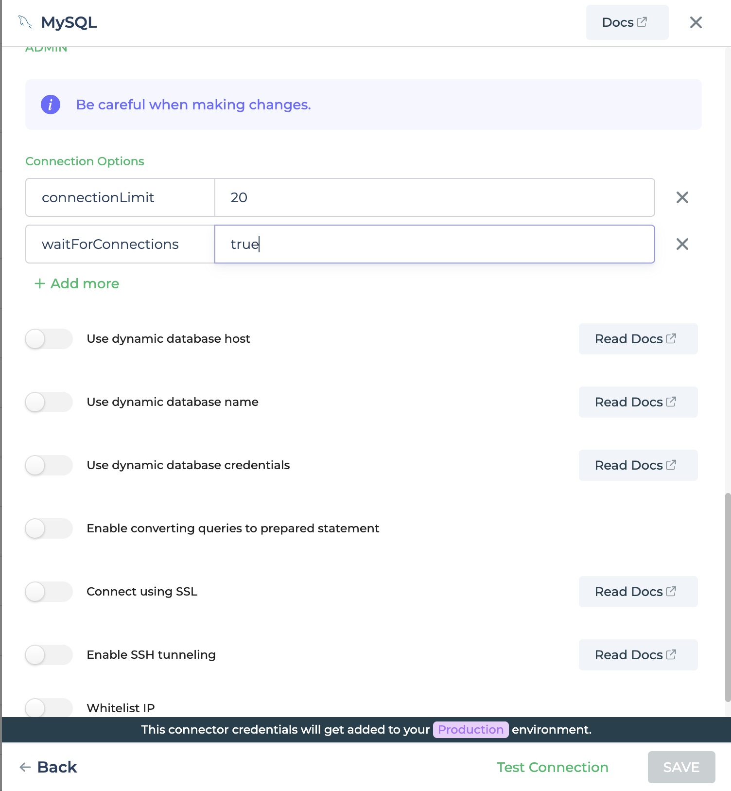 Connection pooling