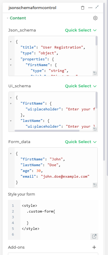 JSON Schema Form Control