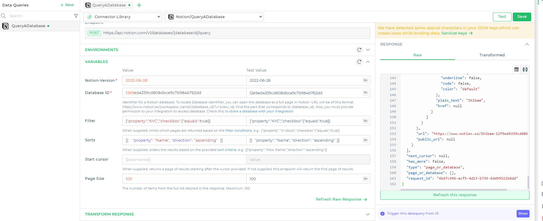 Querying Notion database