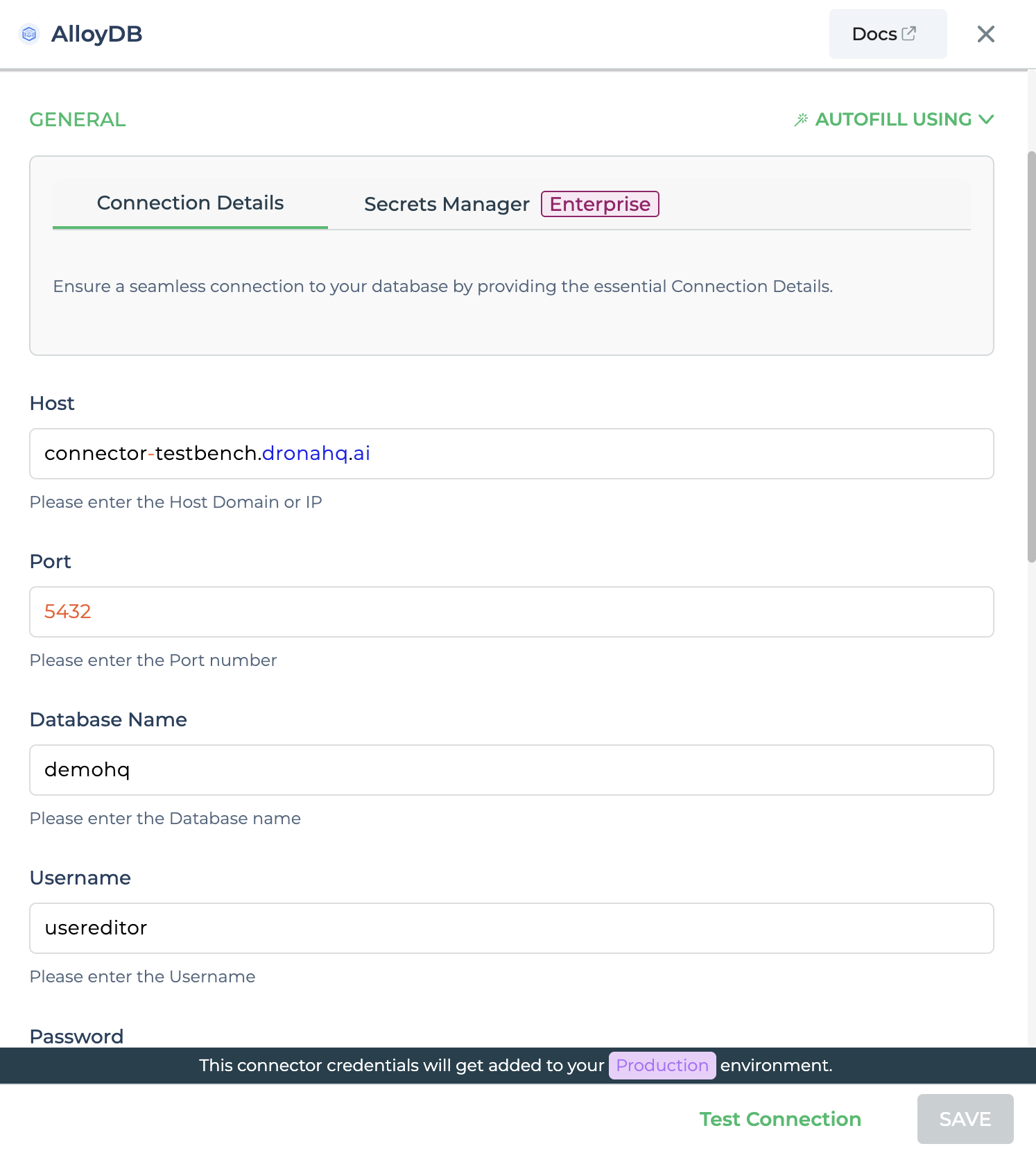 AlloyDB with Sample details.