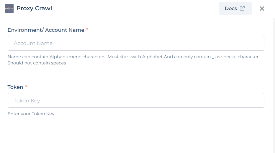 Proxy Crawl with configuration fields.