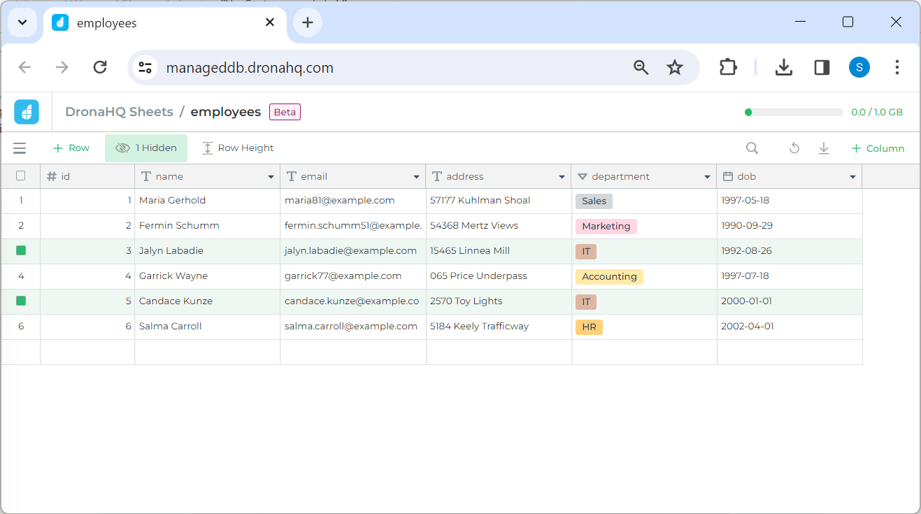 DronaHQ Database Editor UI