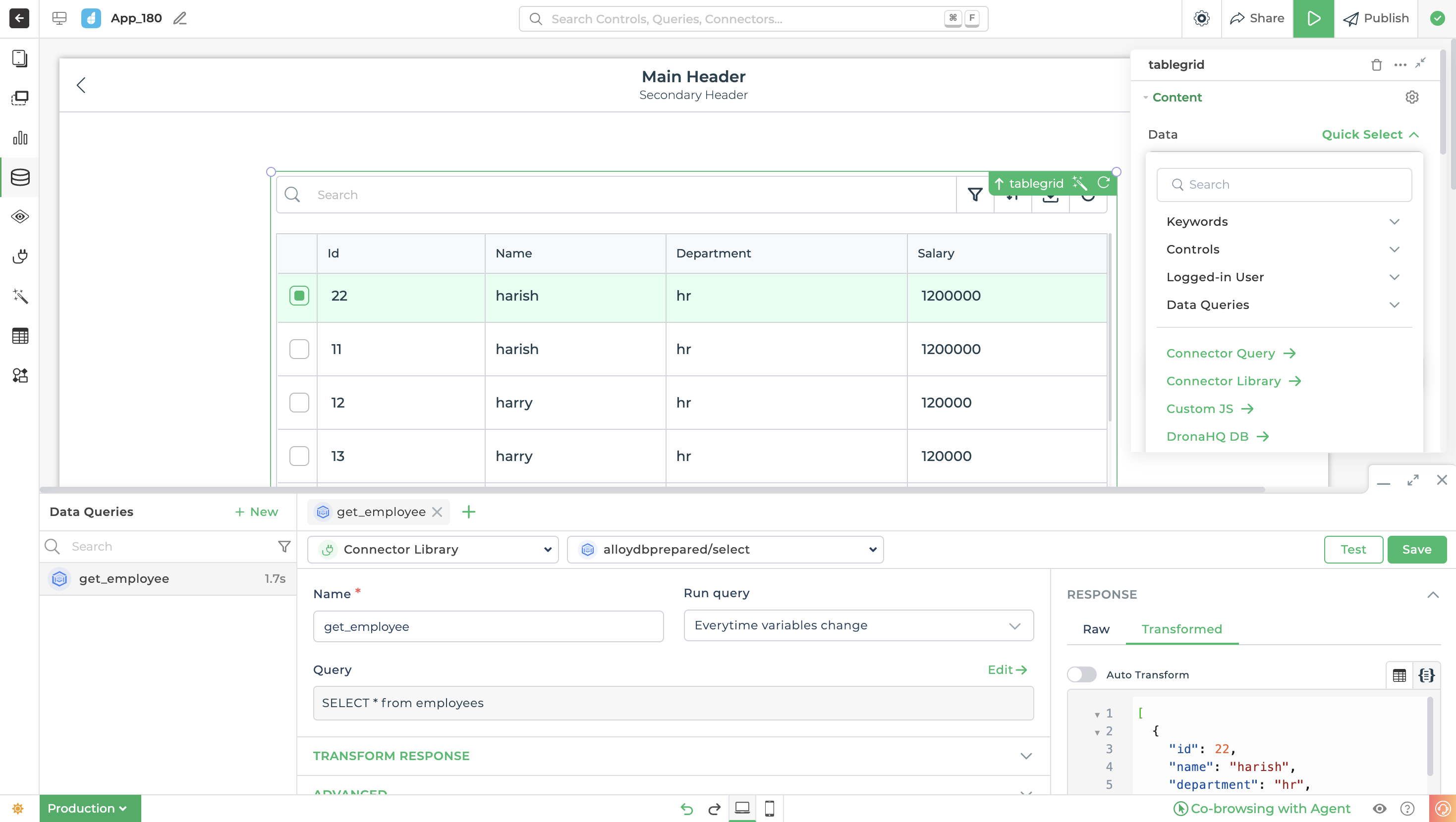 Displaying data