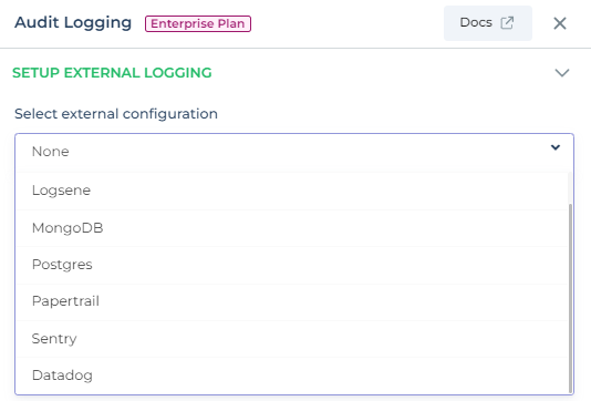 Audit logger Dropdown select