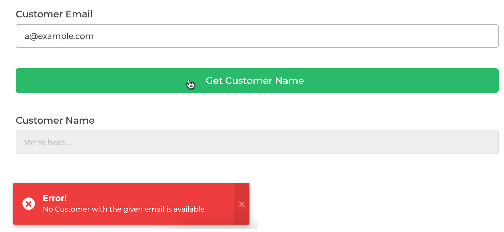 Error Message on Query Failure Condition