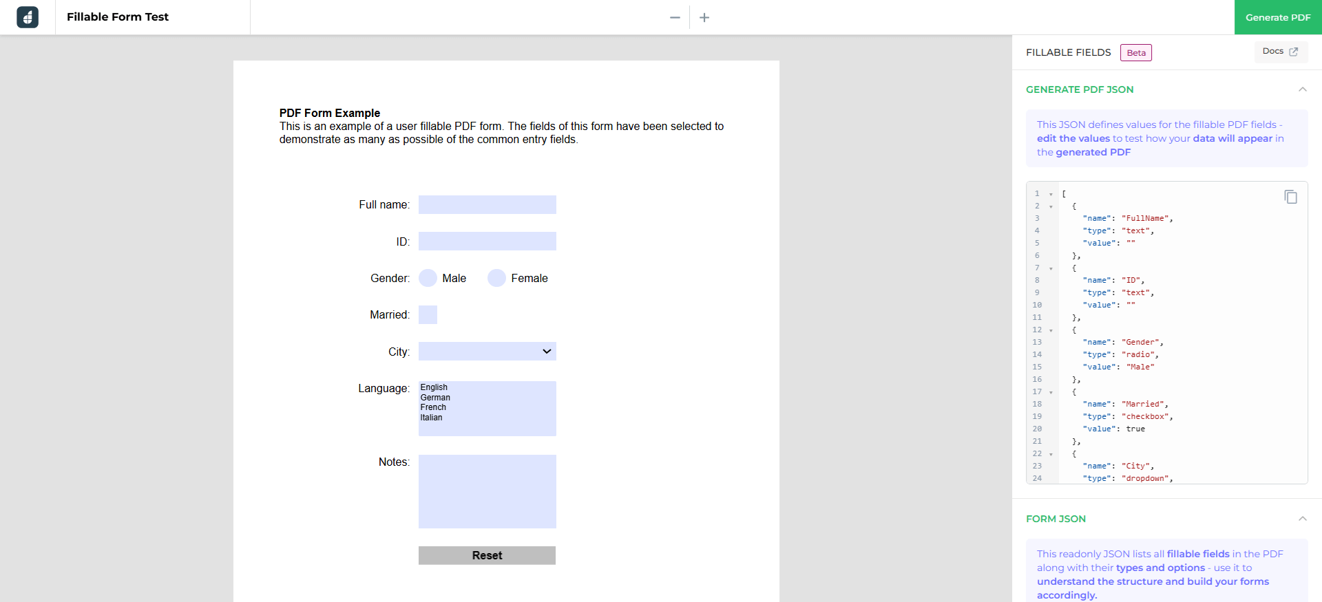 Fillable Form PDF View