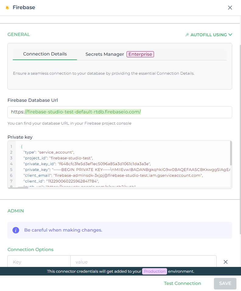 Firebase Configuration details