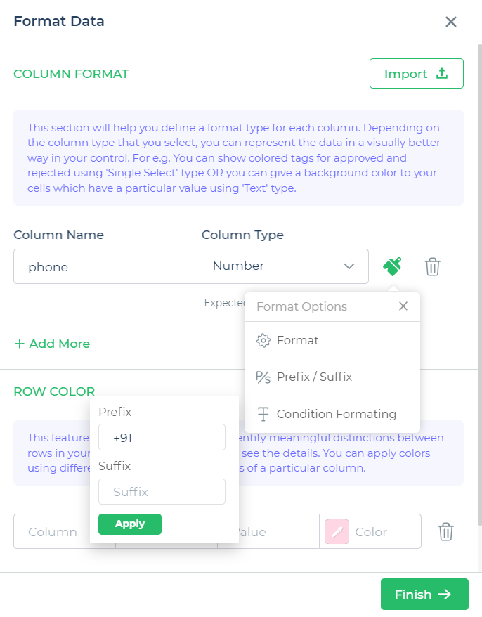 Format Data config