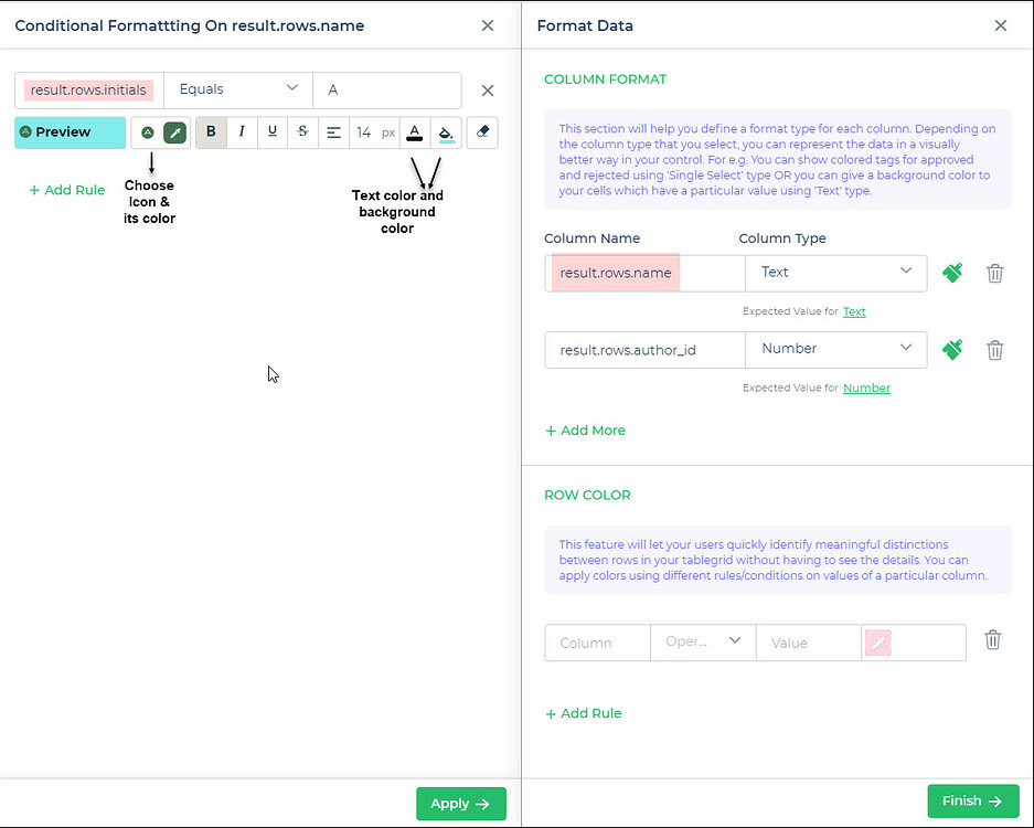 Format Data config