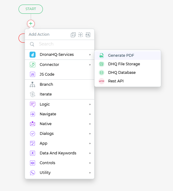 Generate PDF block in App's Action Flow