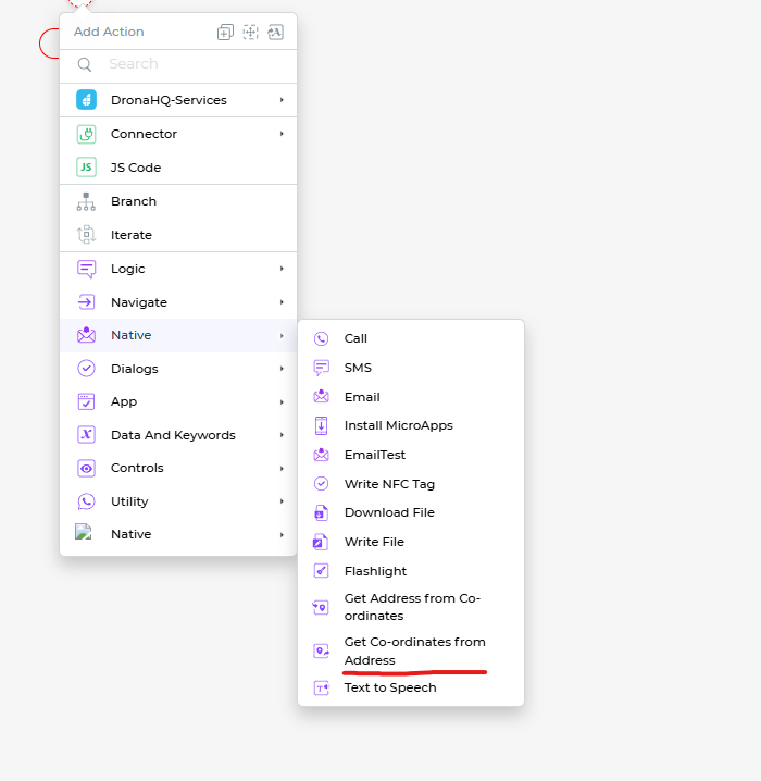 Get Coordinates from Address Action