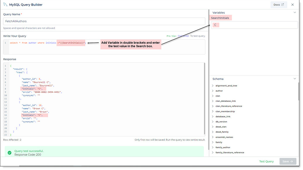 Get data query with dynamic variable.