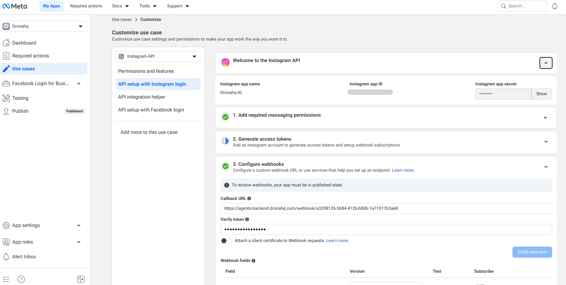 Instagram Webhook Configuration