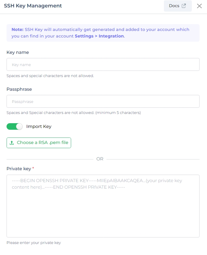 Import SSH Key