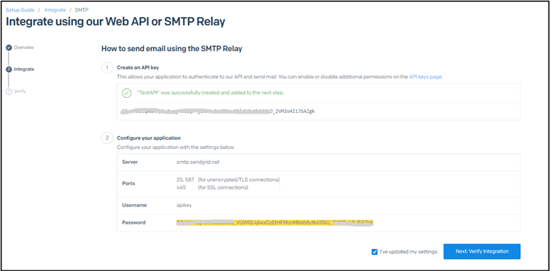 SendGrid SMTP Config