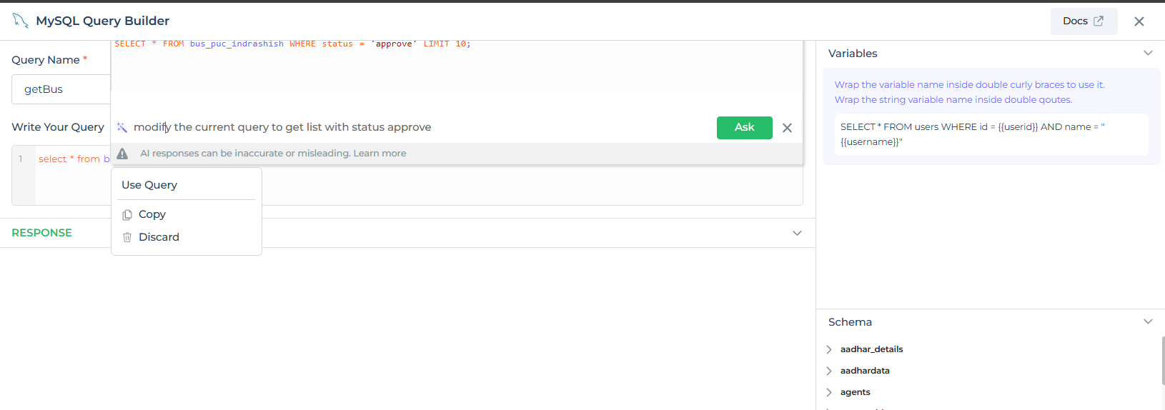 AI Assistant for query generation