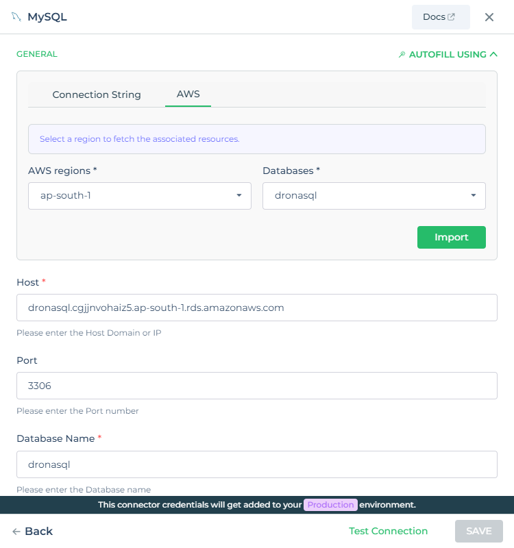 MySQL AWS Import