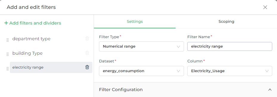 Filter Type - Numerical Range