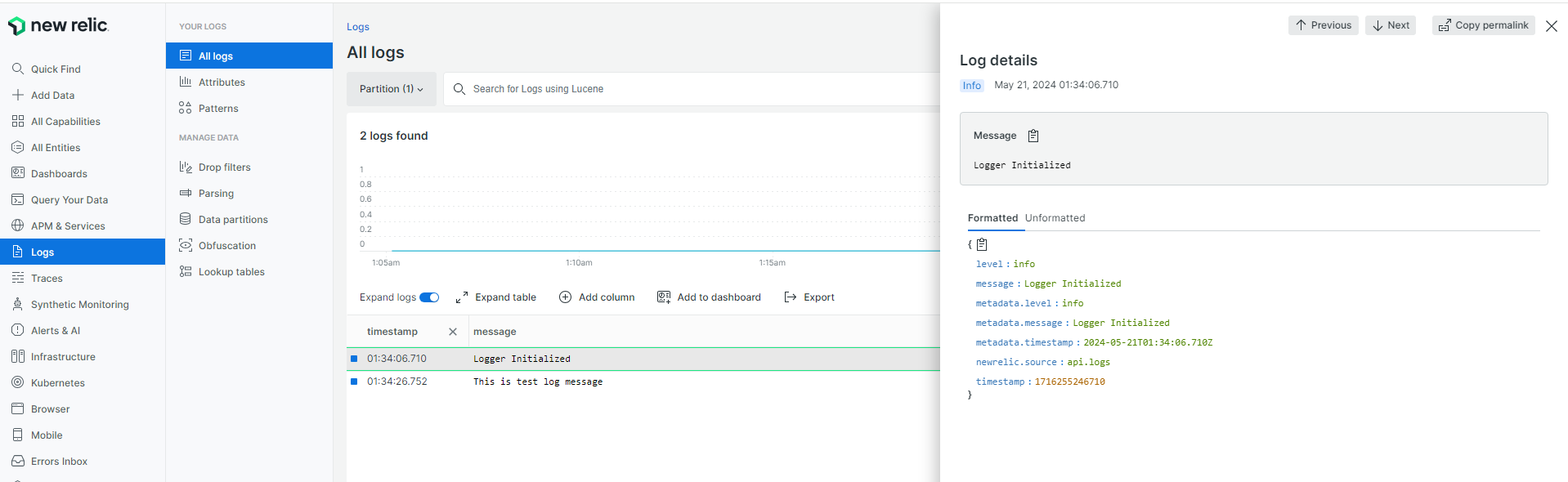 External log Output