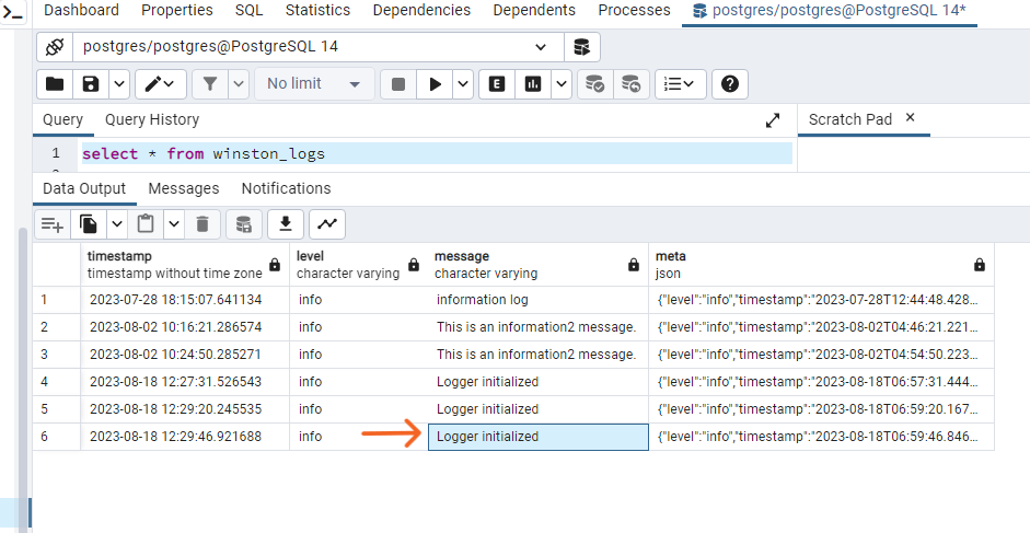 External log Output