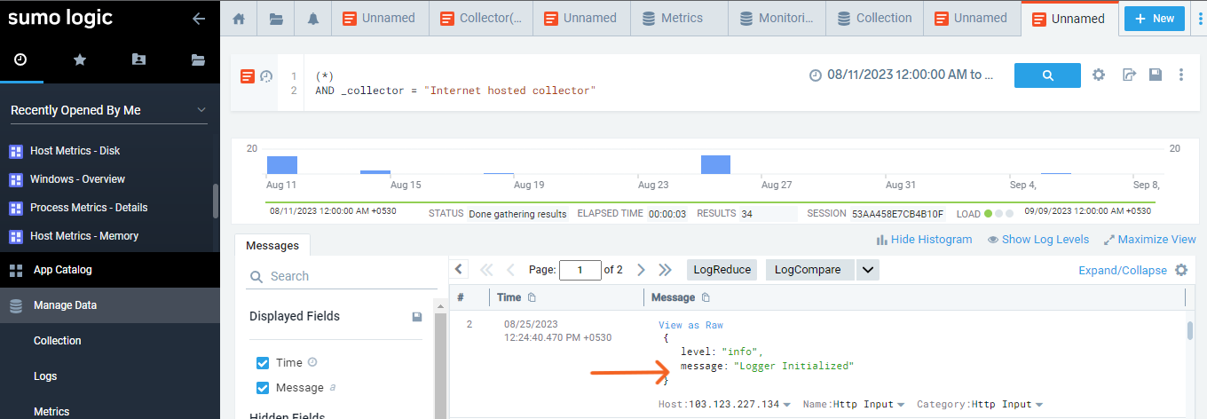 External log Output