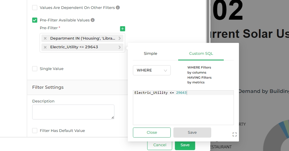  Pre-filter available values - Configuration