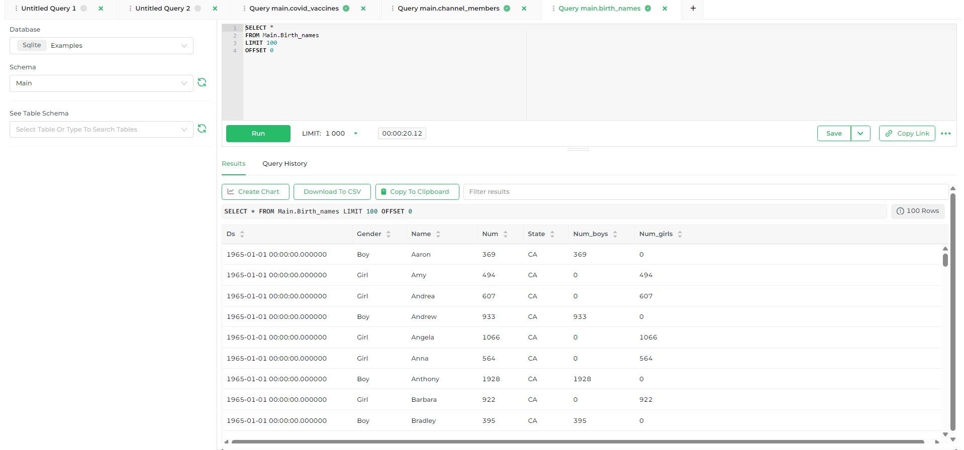 SQL query editor