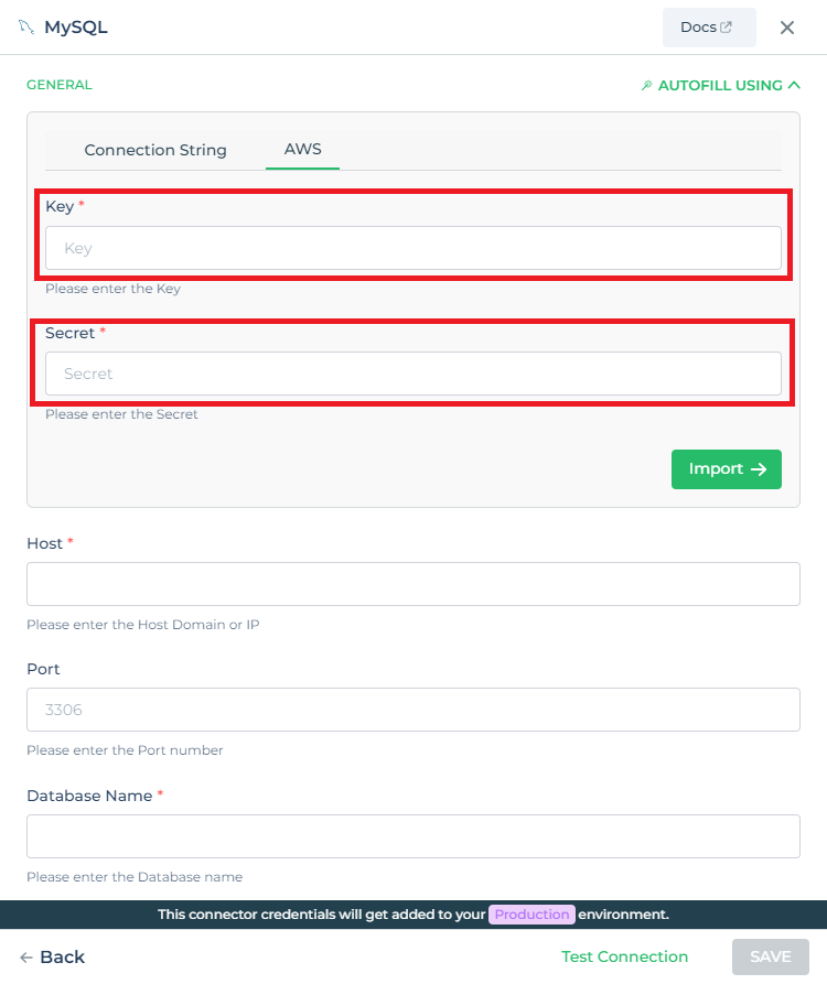 AWS credentials - not configured