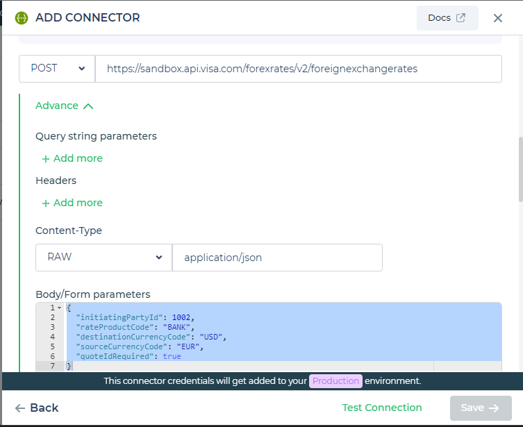 configure Test Endpoint details