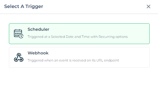 Select A Trigger – Scheduler