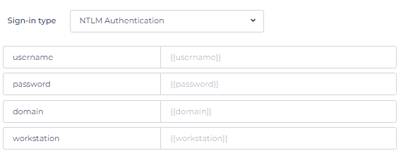 Sign-in Type NTLM Authentication