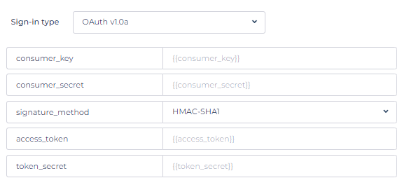 Sign-in Type OAuth V1.0a