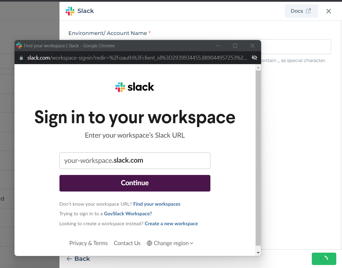 Sign-in to your Slack account