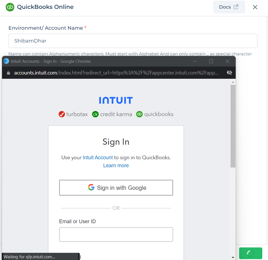 Sign-in to your QuickBooks account
