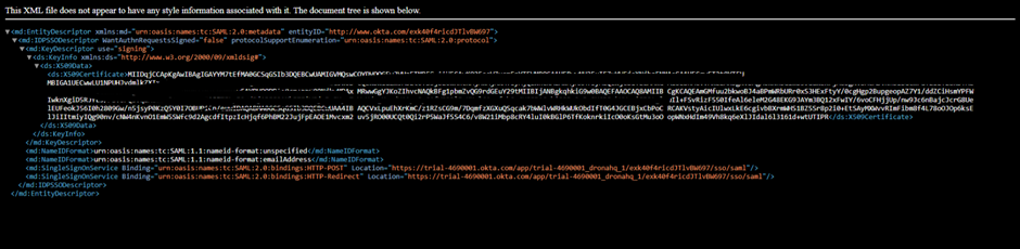 OKTA Metadata file