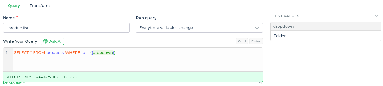 Test values