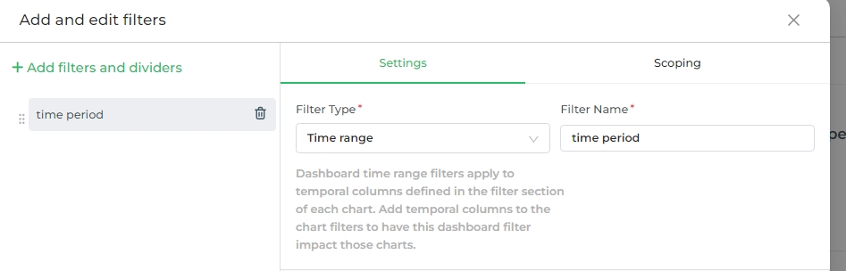 Filter Type - Time Range