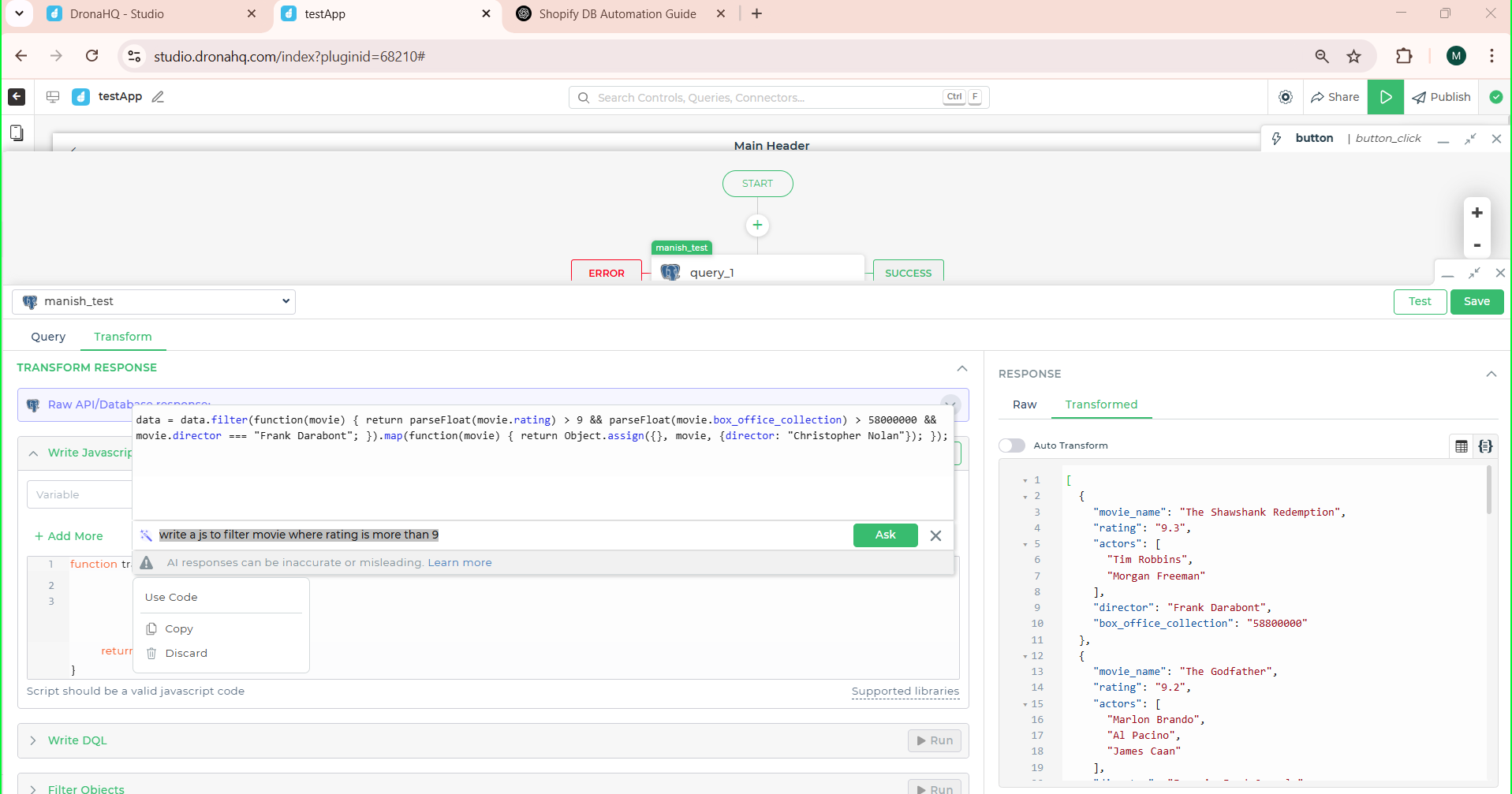 AI Assistant for query generation