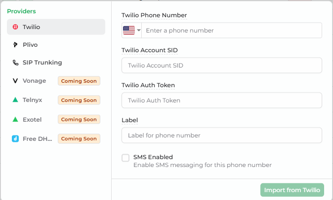Add Phone Number — Twilio