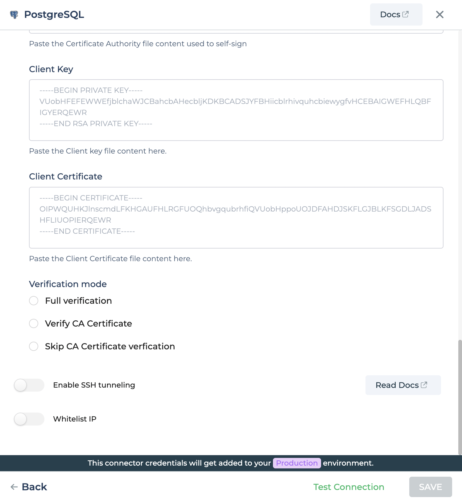 SSL verification modes