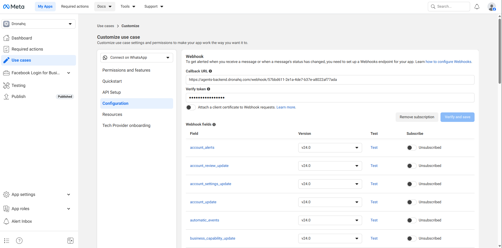 WhatsApp Webhook Configuration