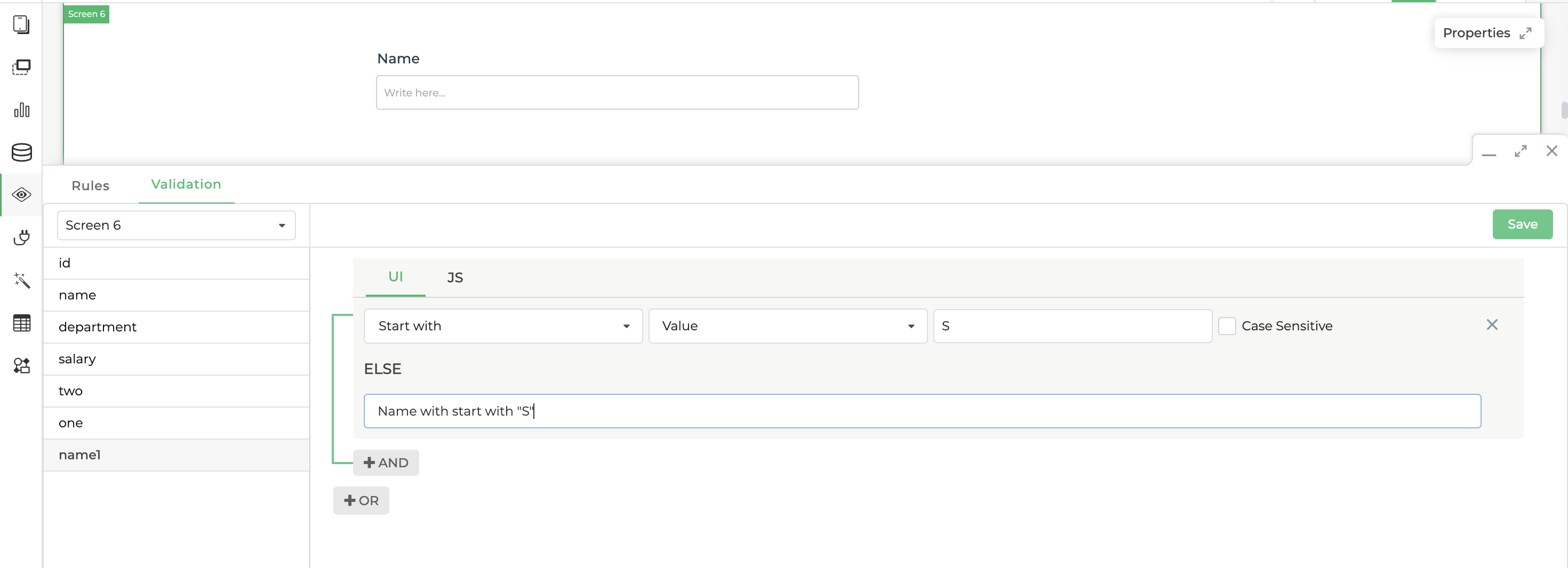 working with validation in UI